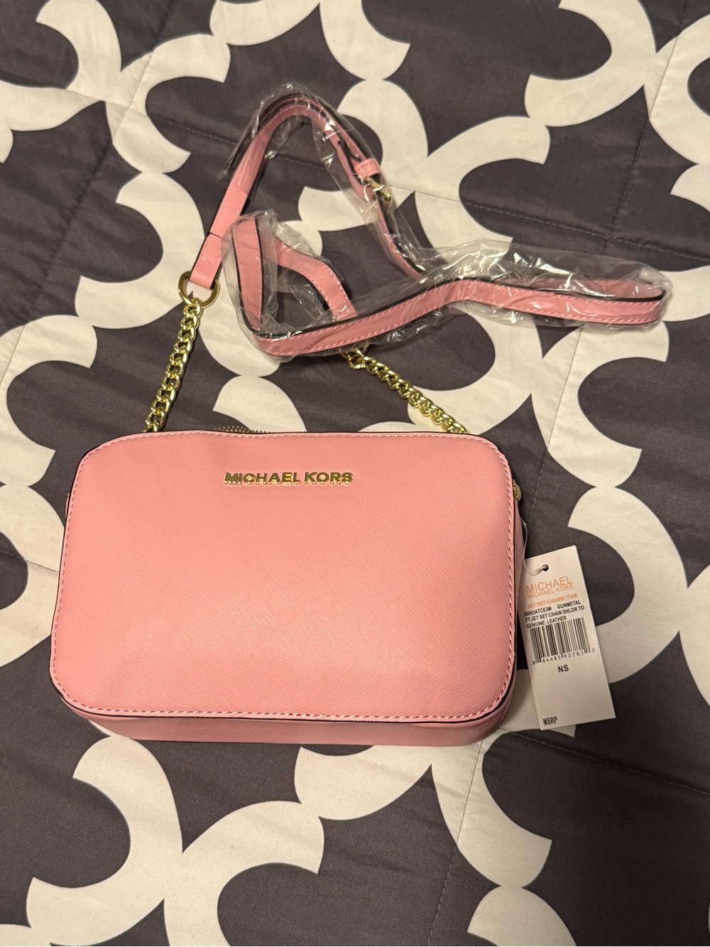 Michael Kors Pink Saffiano Crossbody Bag with Gold Accent - Picture 2 of 4